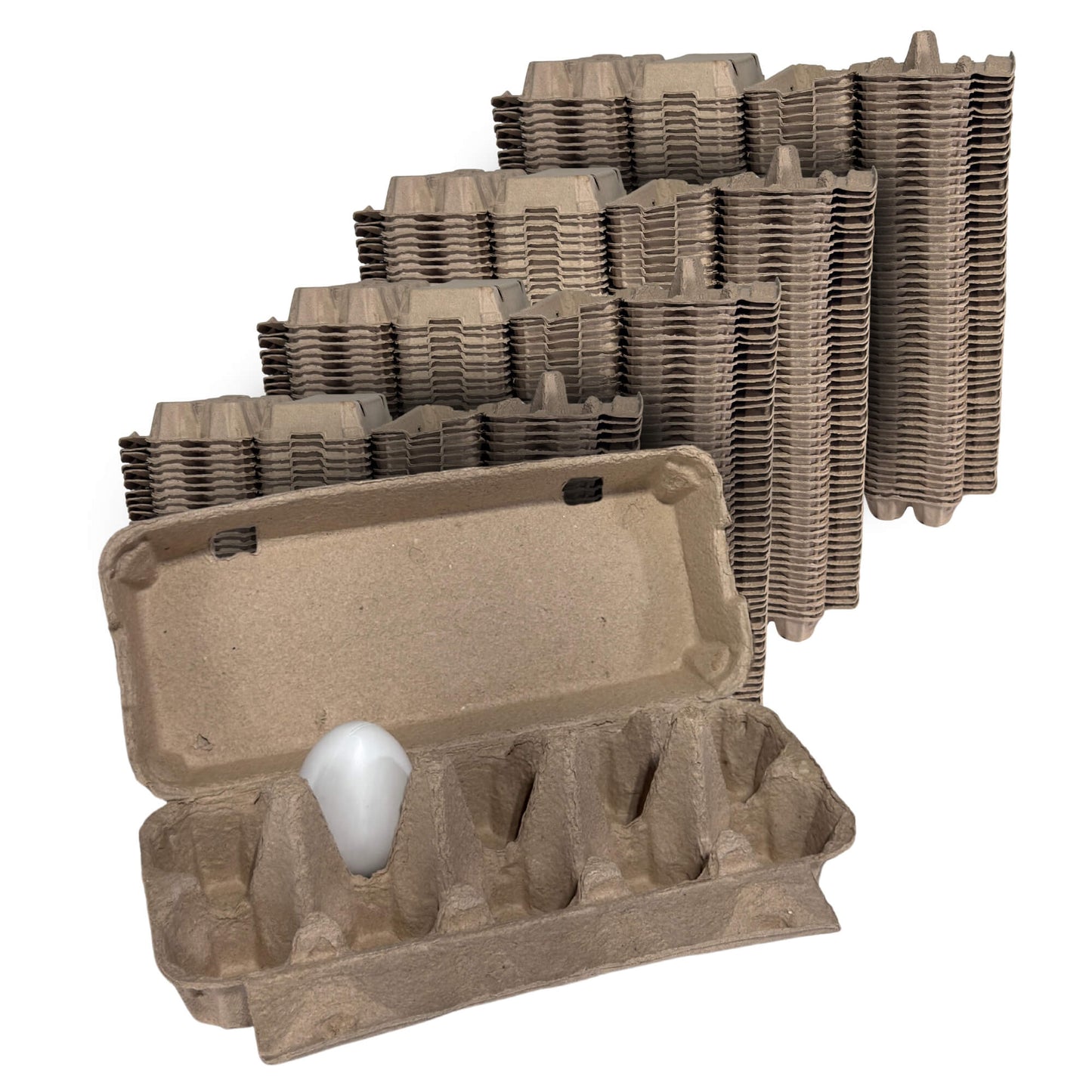 10-Egg Cartons - Natural Pulp, Flat Top Blank