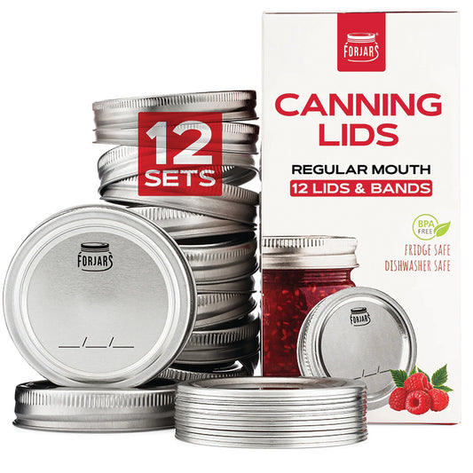 12 CANNING LIDS & BANDS