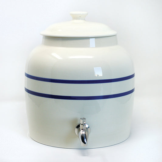 2.5 GALLON CERAMIC CROCK WITH LID AND STAINLESS STEEL SPIGOT