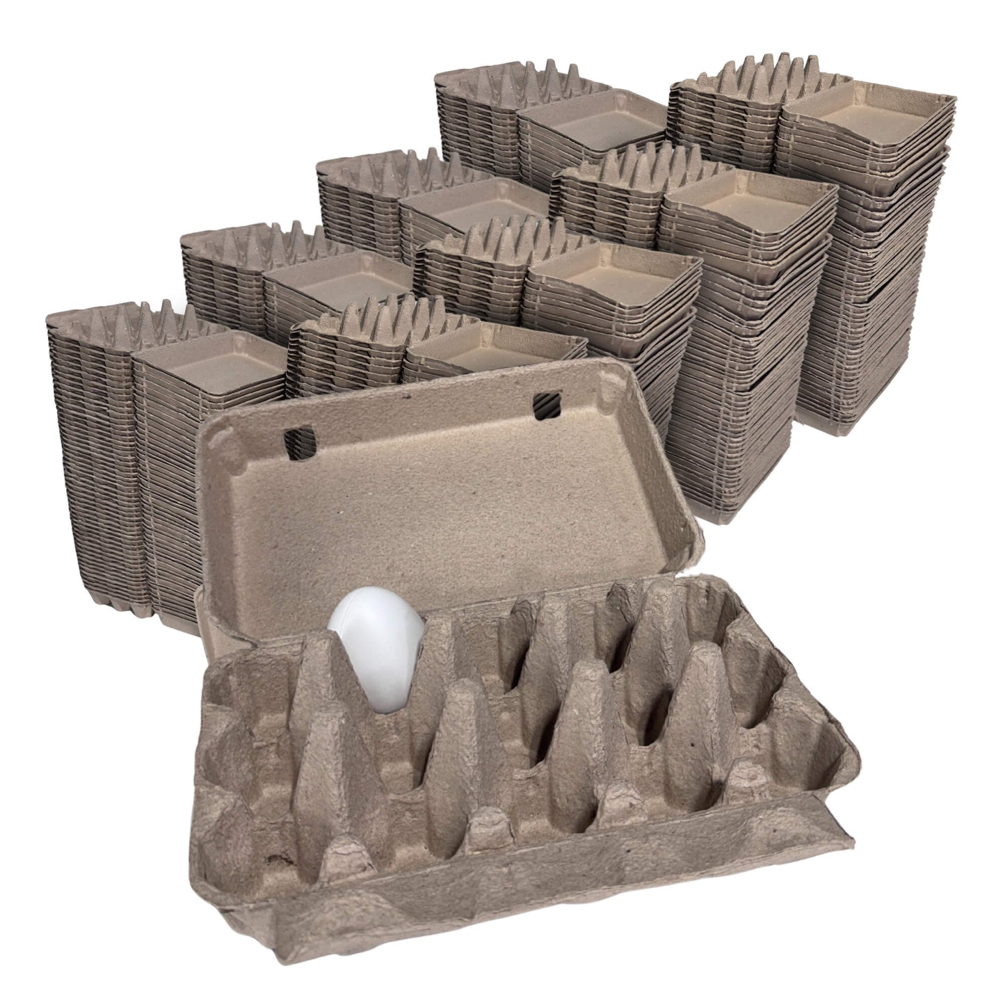 15-Egg Cartons - Natural Pulp, Flat Top Blank
