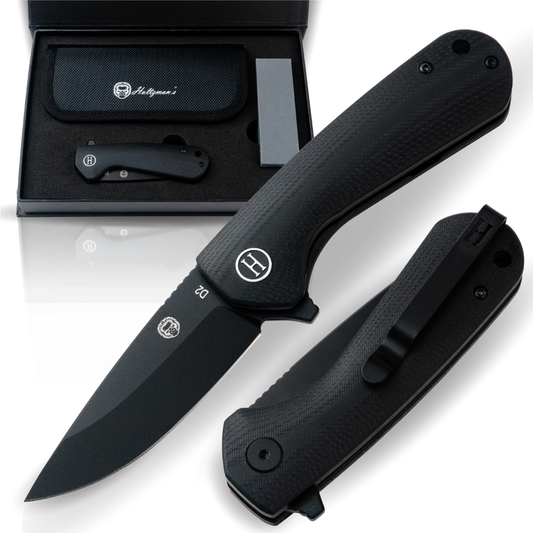 The Peasant Folding Pocket Knife Giftset for Men and Women (Black)