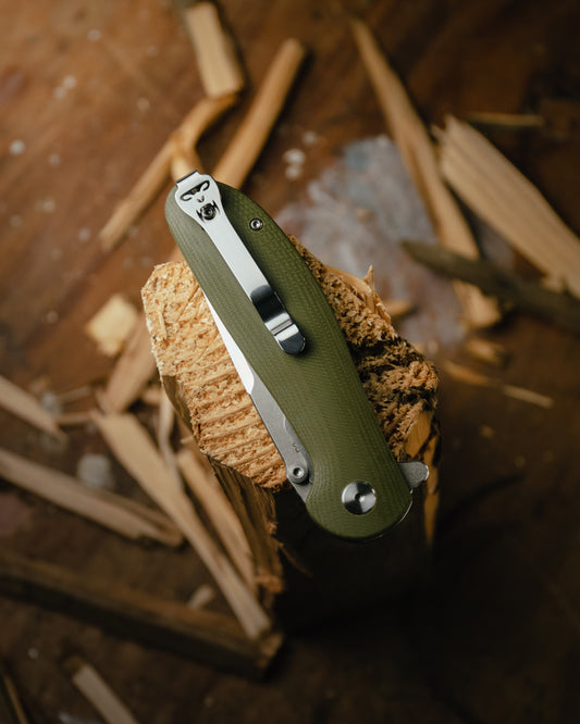 The Straight Back Folding Pocket Knife Giftset for Men and Women (Silver and Green)