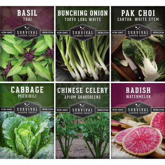 Asian Vegetable Seed Collection – 6 Heirloom, Non-GMO Varieties for Stir-Fries, Soups & Authentic Home Cooking