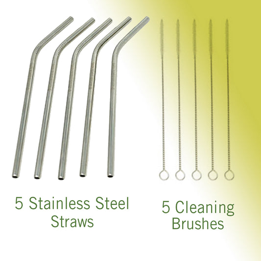 Mother Earth News Regular Straw Set - 5 Straws & 5 Brushes