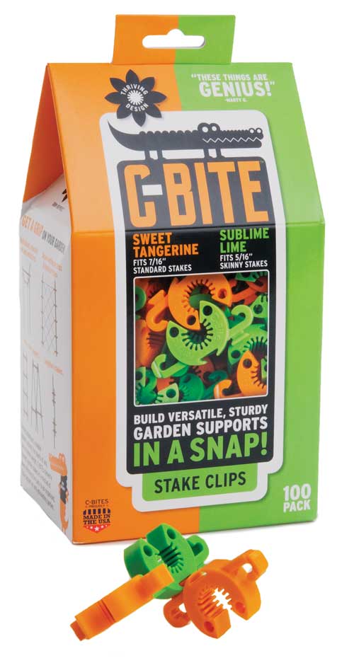 C-Bite Garden Clips, Lime Green & Tangerine Orange, 8-9Mm & 10-11Mm, 100 Pieces