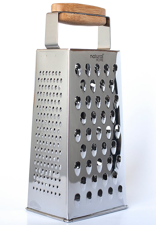 Stainless Steel Cheese Grater Box Long Handle Wood Grater