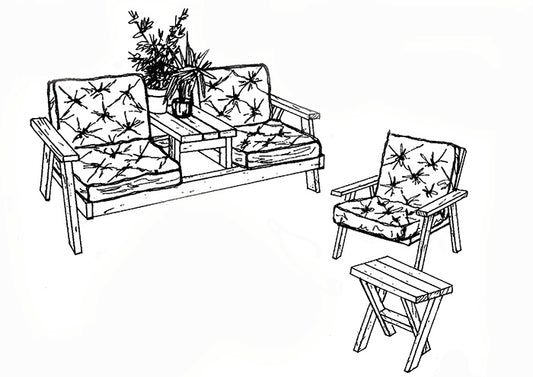 Patio Furniture 3 Piece Set, E-Plan