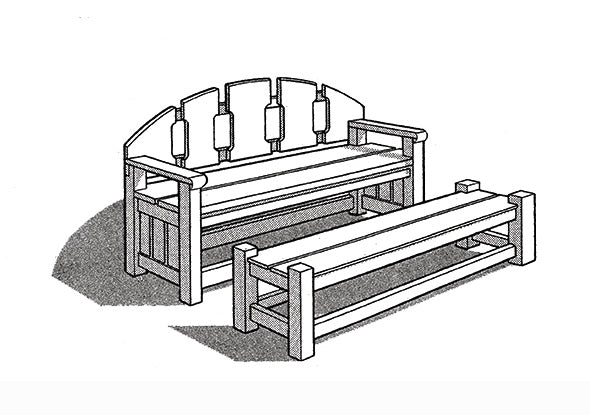 LEISURE BENCH WITH TABLE, E-PLAN