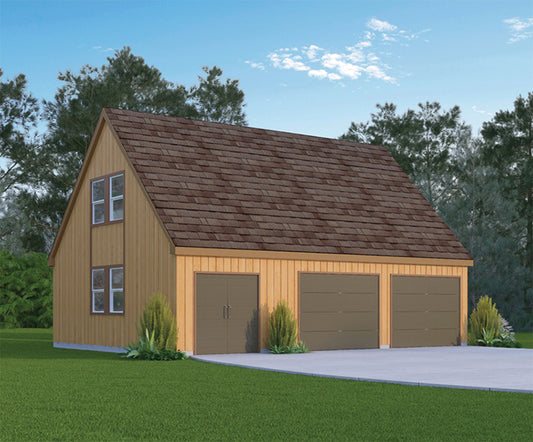 2-Car Garage With Workshop & Loft, E-Plan