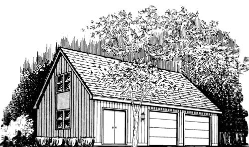 2-Car Garage With Workshop & Loft, E-Plan