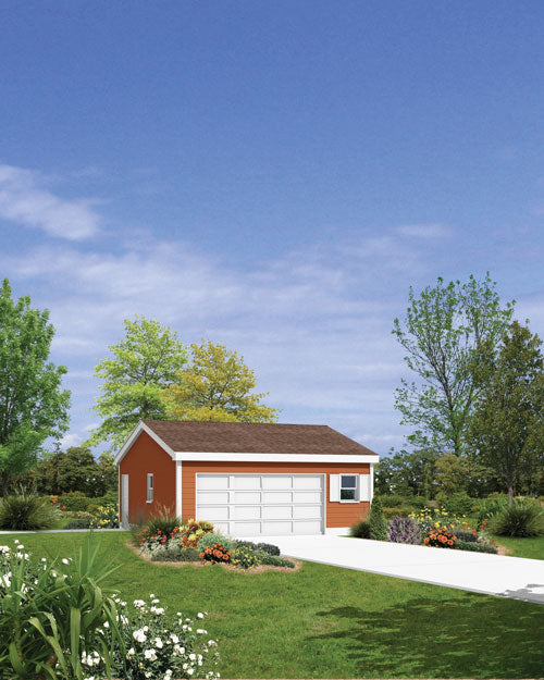 2-Car Reverse Gable Garage With Storage, E-Plan