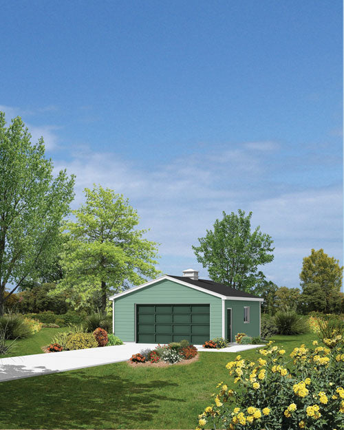 2-Car Garage With 8'-0" High Door, E-Plan