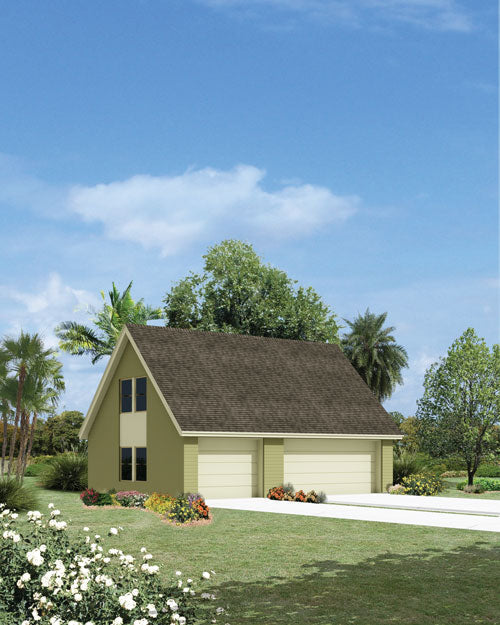 3 Car Garage With Loft Western Style, E-Plan