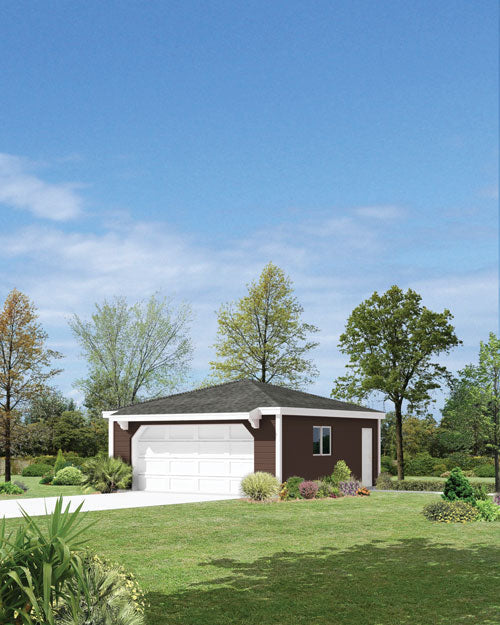 2-Car Hip Roof Garage , E-Plan