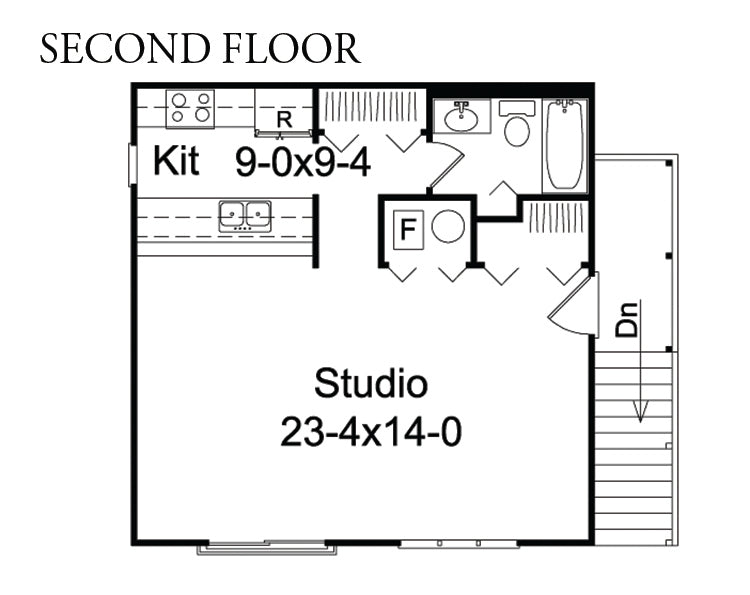 Parker Studio Apartment 2-Car Garage, E-Plan
