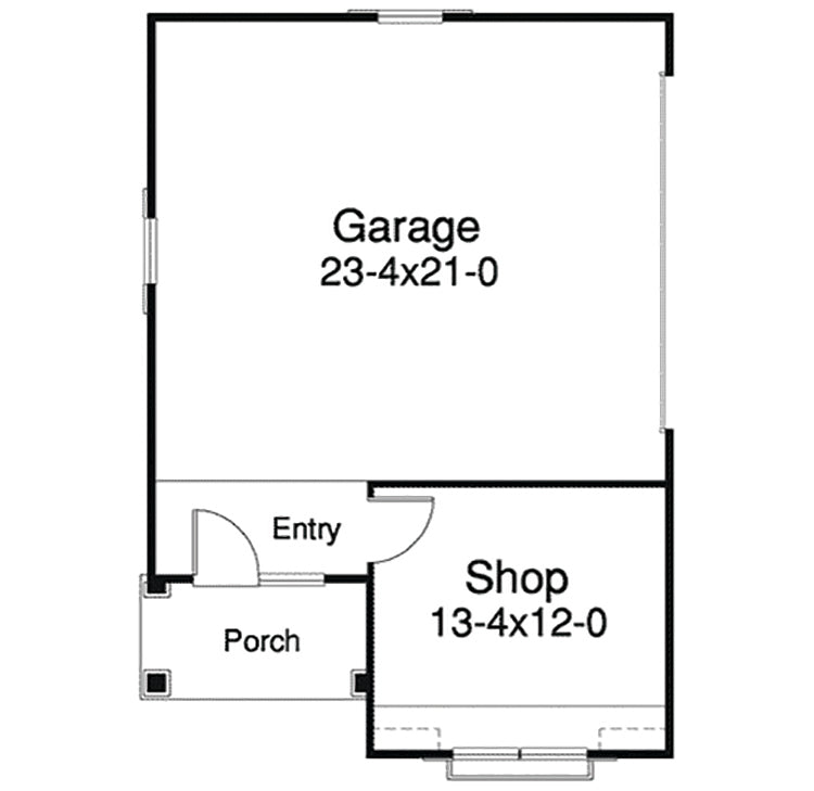 2-Car Side Garage With Shop, E-Plan