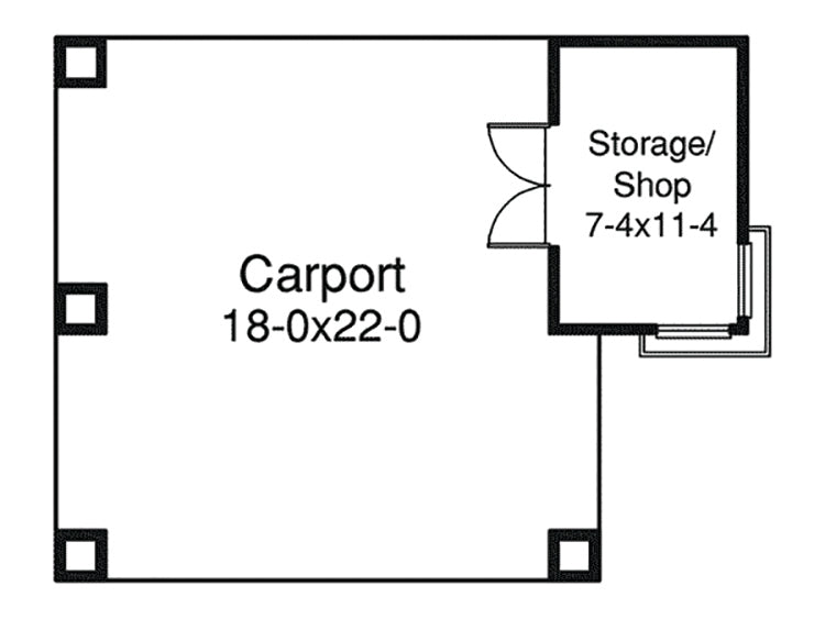 2-Car Carport With Shop/Storage, E-Plan