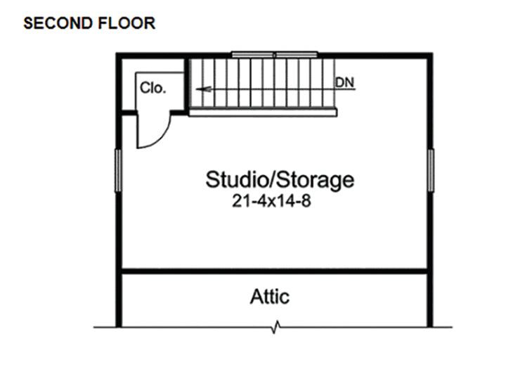 2-Car Garage With Studio/Storage, E-Plan