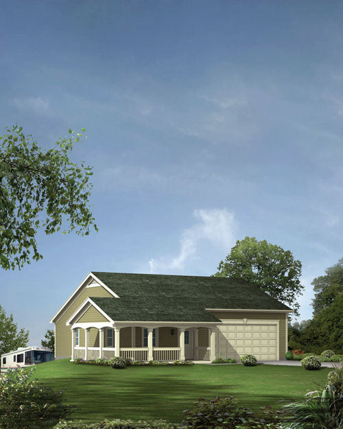 4-Car Garage with RV or Truck Storage, E-Plan
