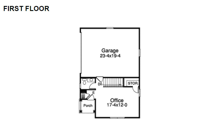 2-CAR GARAGE WITH OFFICE AND STORM SHELTER, E-PLAN