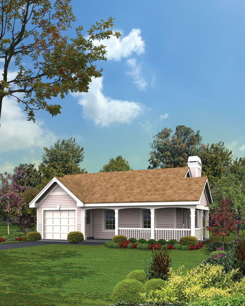 One Car Garage Features Cozy Cabin Living Space, E-Plan