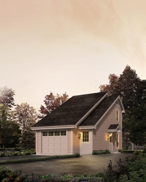 One Car Garage With Office And Studio Apartment, E-Plan