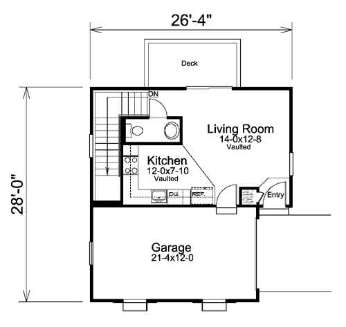 Cottage Apartment With Garage And Walkout Basement, E-Plan