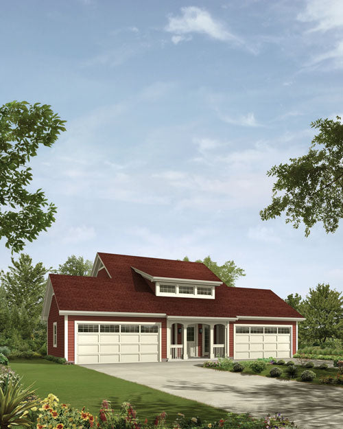 4-Car Apartment Garage With Private Upstairs Bedroom, E-Plan