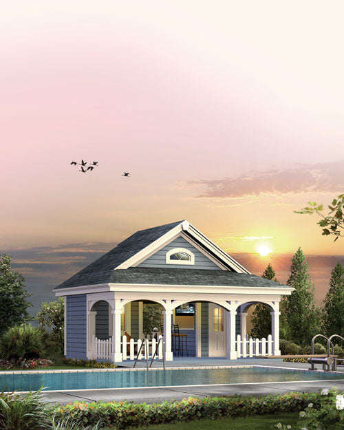 Pool Cabana With Porch And Patio Bar, E-Plan