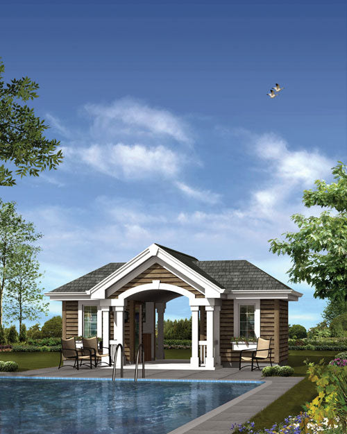 Pool Pavilion With Bar, Bath And Sauna, E-Plan
