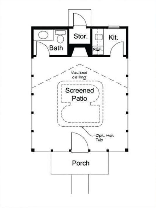 Ellen Screened Shelter With Kitchen, E-Plan