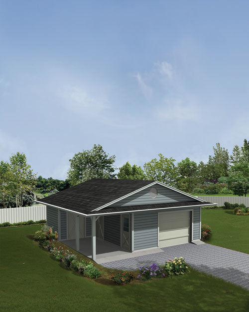 1-Car Garage With Storage And Porch, E-Plan