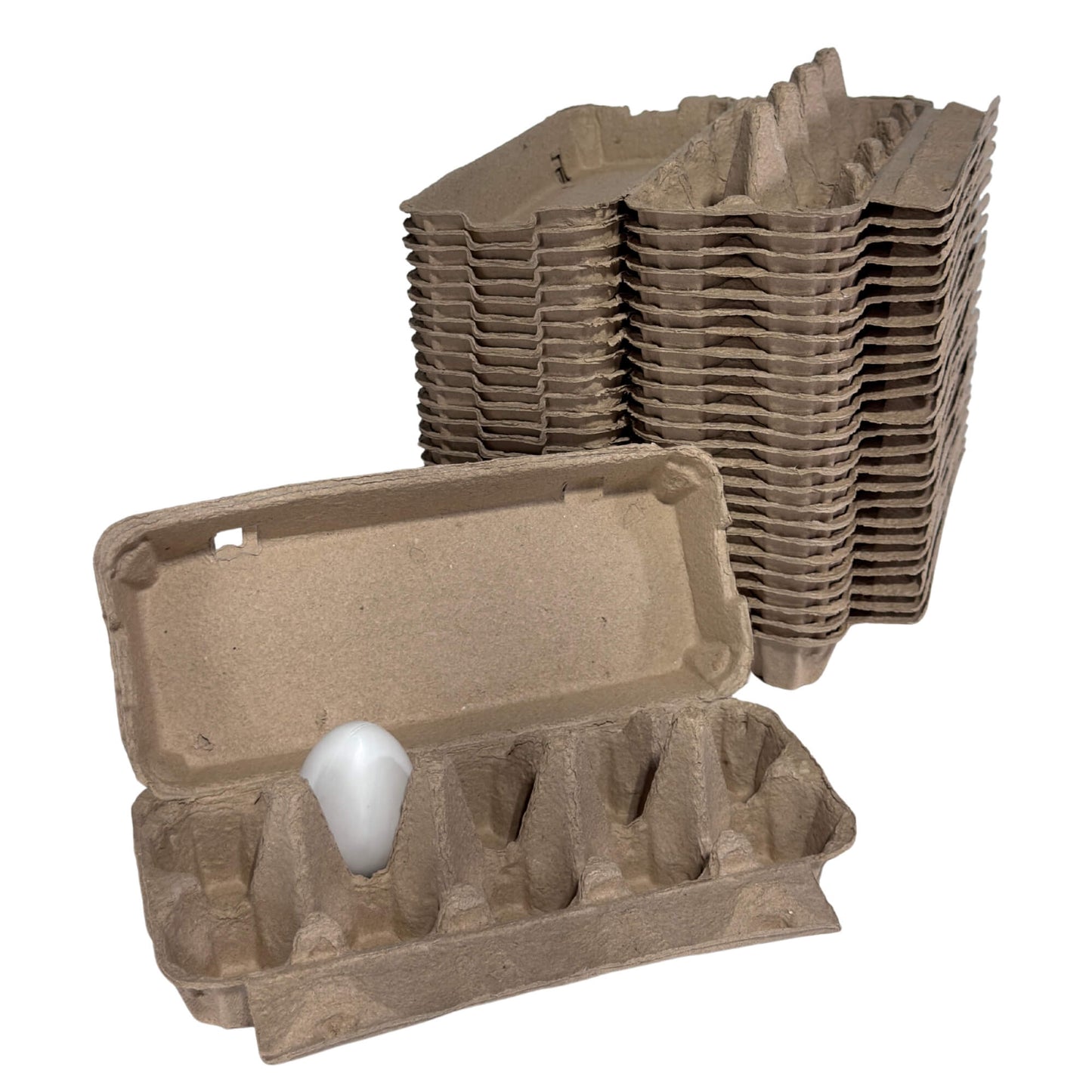 10-Egg Cartons - Natural Pulp, Flat Top Blank