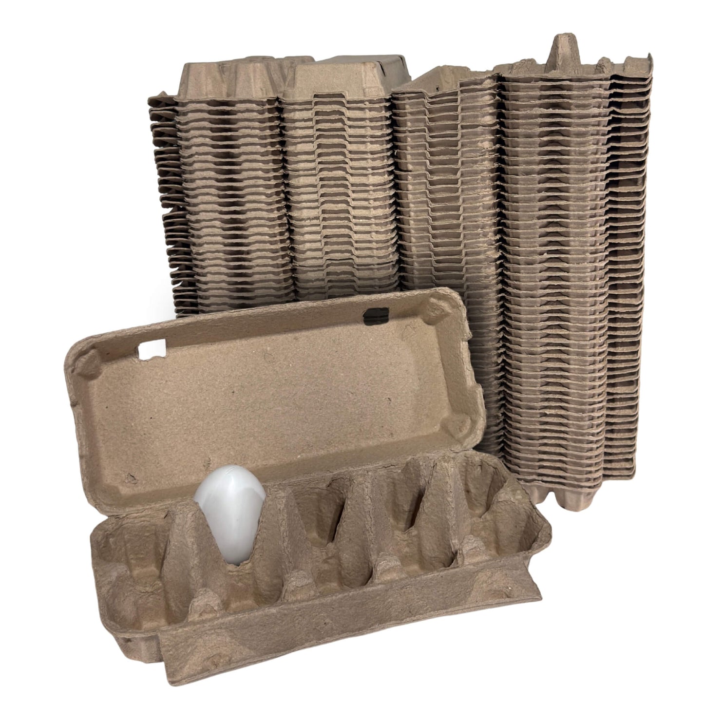 10-Egg Cartons - Natural Pulp, Flat Top Blank