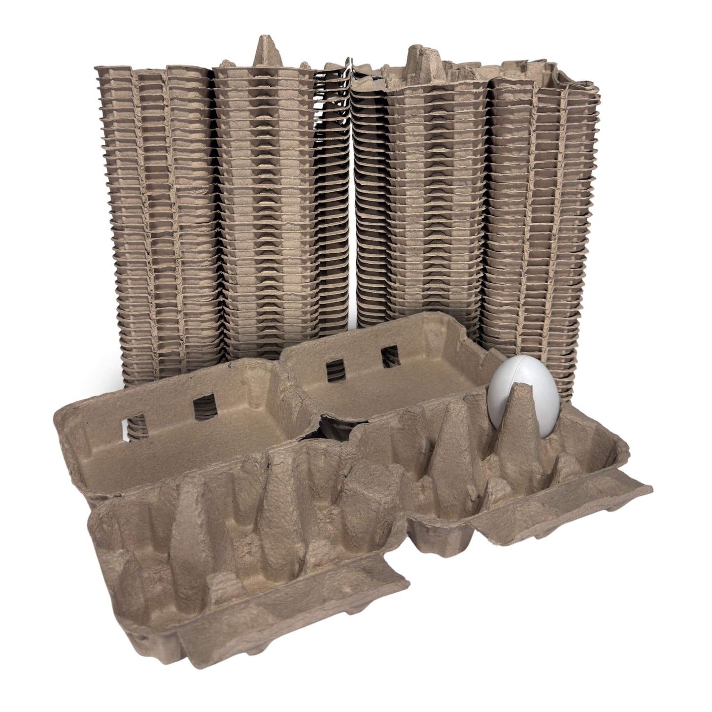 12-Egg Cartons (2x6) - Natural Pulp, Flat Top Blank