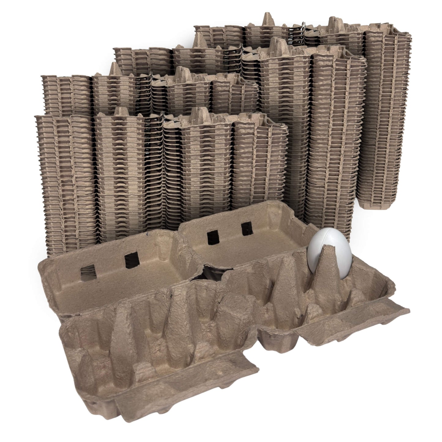 12-Egg Cartons (2x6) - Natural Pulp, Flat Top Blank