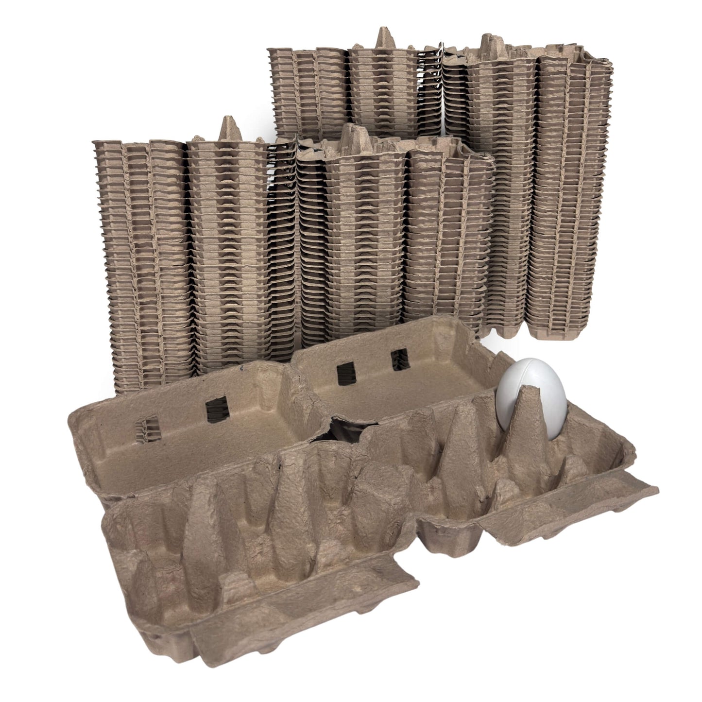 12-Egg Cartons (2x6) - Natural Pulp, Flat Top Blank