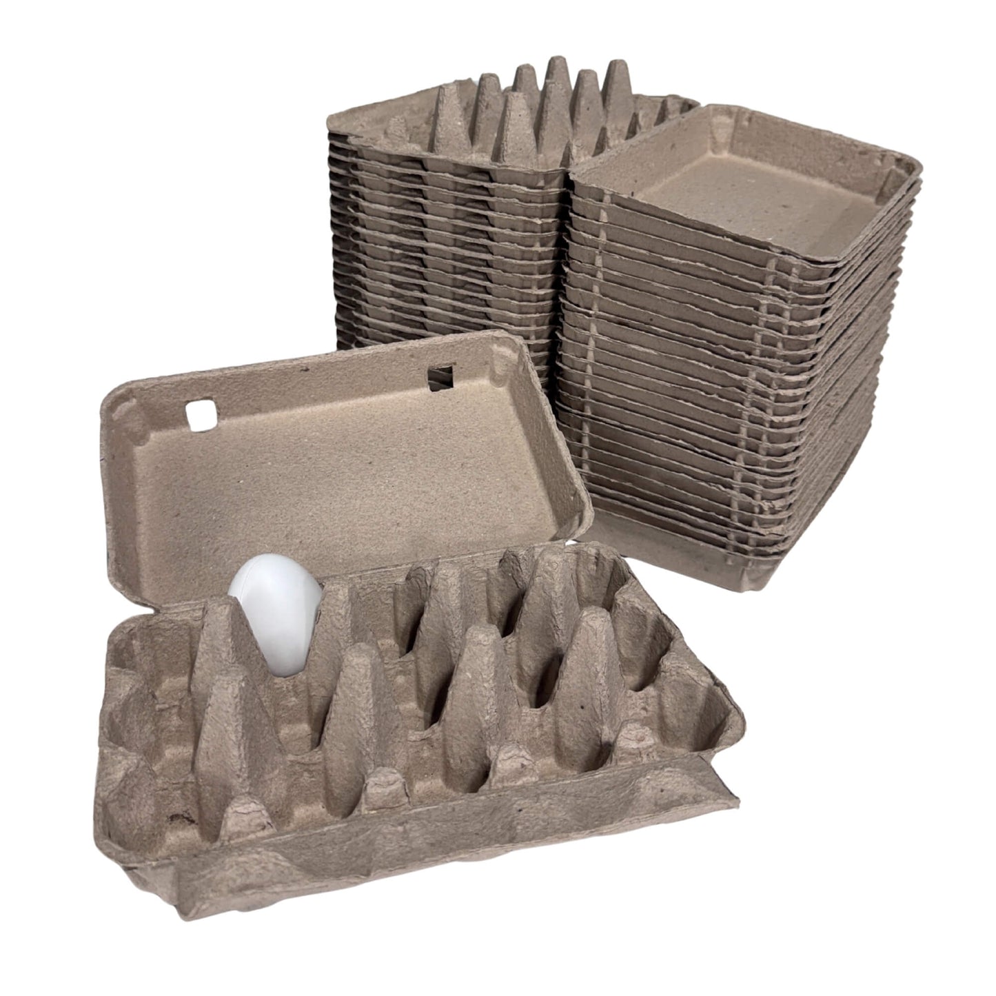 15-Egg Cartons - Natural Pulp, Flat Top Blank