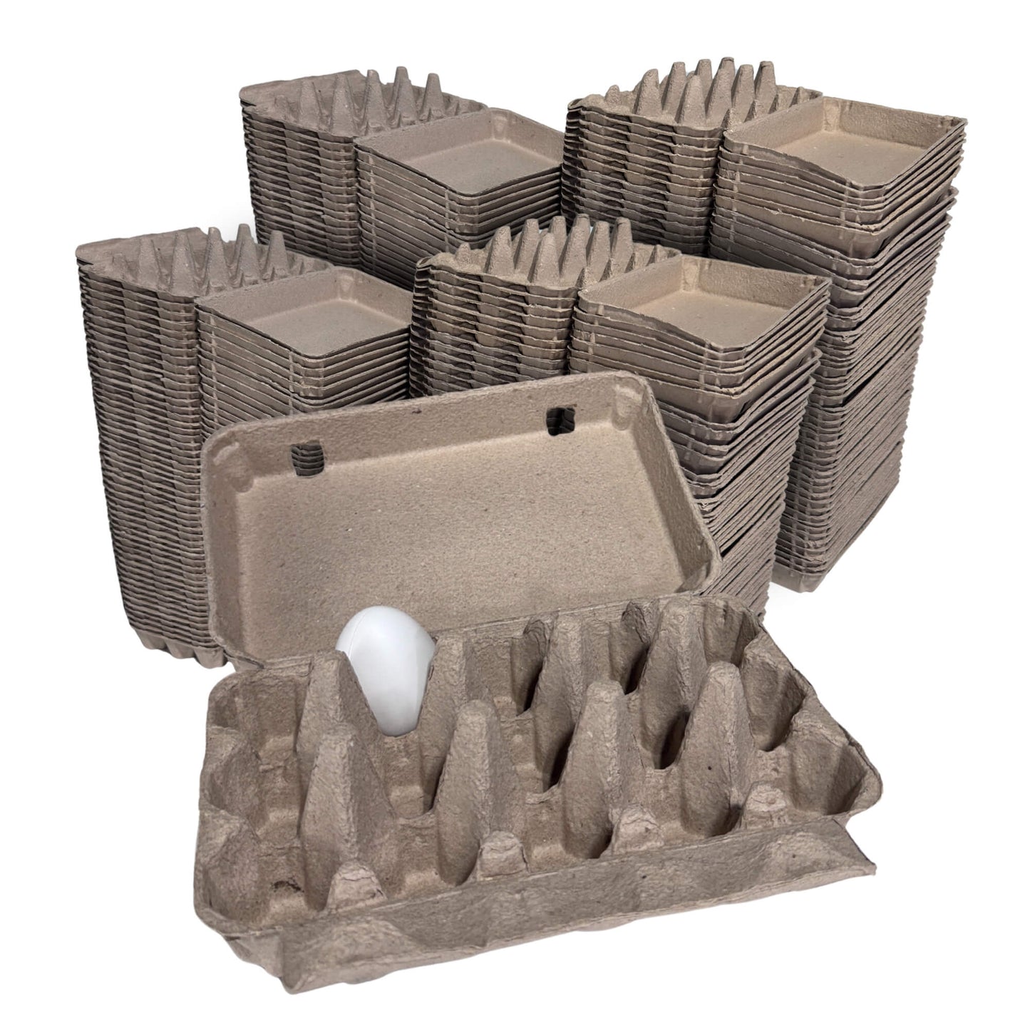 15-Egg Cartons - Natural Pulp, Flat Top Blank