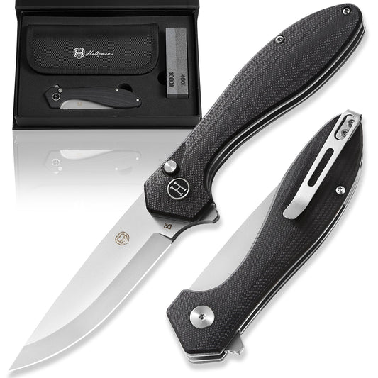The Vector Folding Pocket Knife Giftset for Men and Women (Black and Silver)