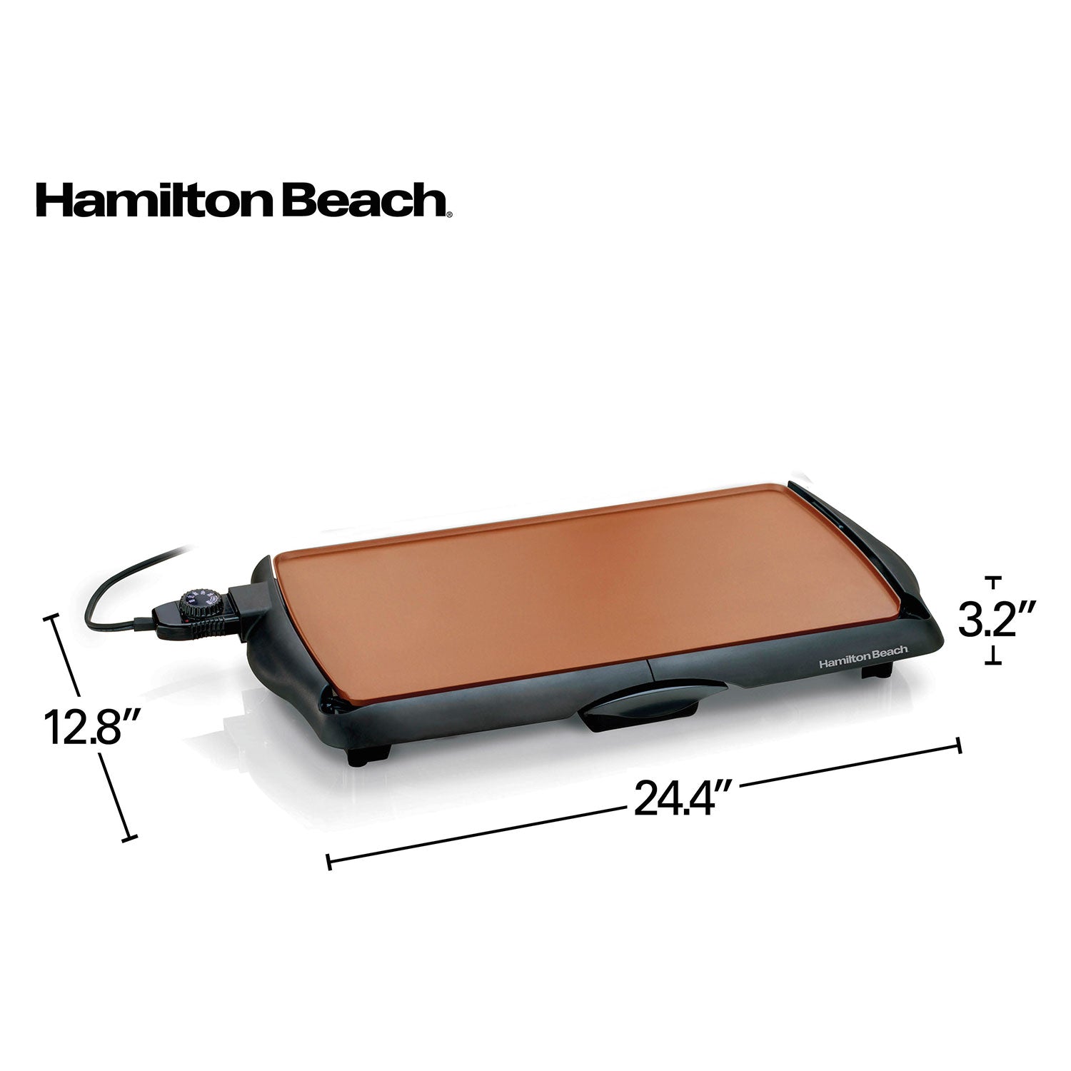 Hamilton Beach Durathon Ceramic Griddle Electric with 200 square inch PTFE  & PFOA Free Cooking Surface (38519R)