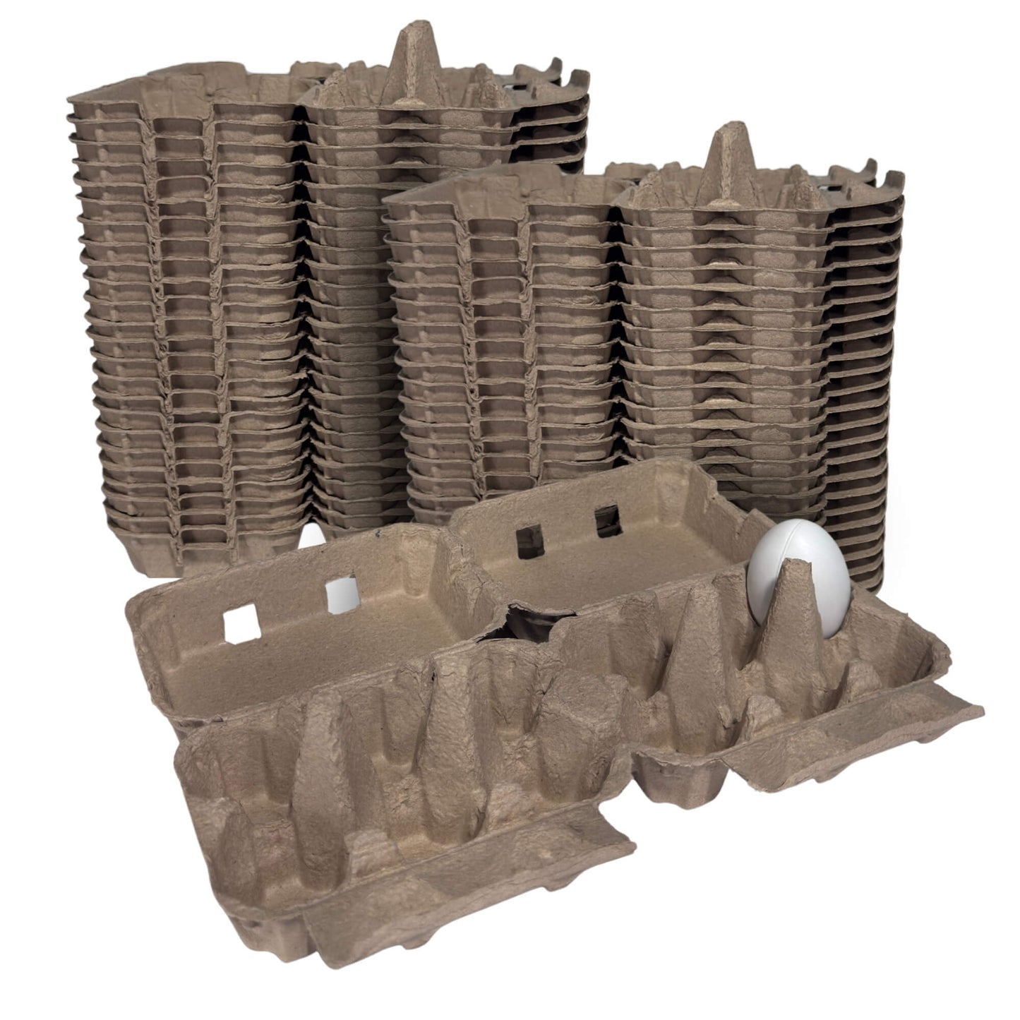 12-Egg Cartons (2x6) - Natural Pulp, Flat Top Blank