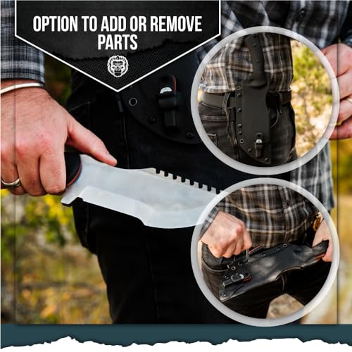 The Tracker D2 Steel Bushcraft Survival Knife Gift Set (Black and Orange)