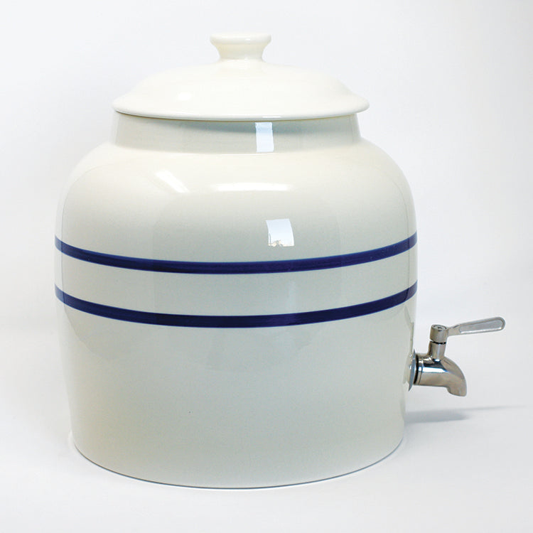 2.5 GALLON CERAMIC CROCK WITH LID AND STAINLESS STEEL SPIGOT