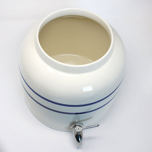 2.5 GALLON CERAMIC CROCK WITH LID AND STAINLESS STEEL SPIGOT