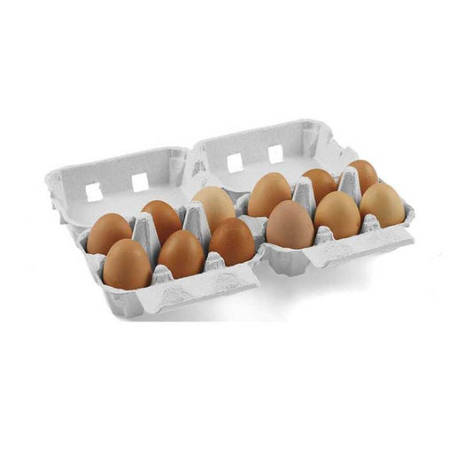 12-Egg Cartons (2x6) - Natural Pulp, Flat Top Blank