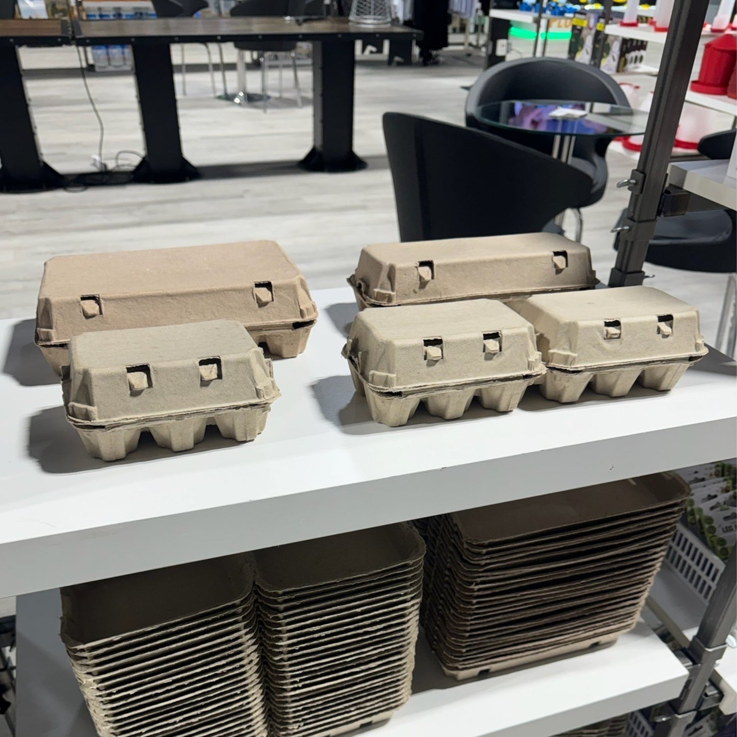 6-Egg Cartons - Natural Pulp, Flat Blank Top