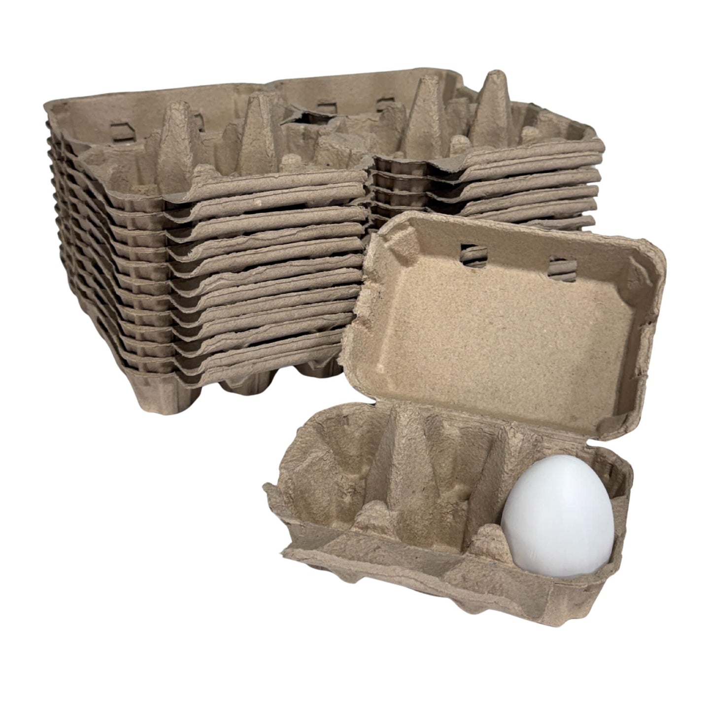 6-Egg Cartons - Natural Pulp, Flat Blank Top