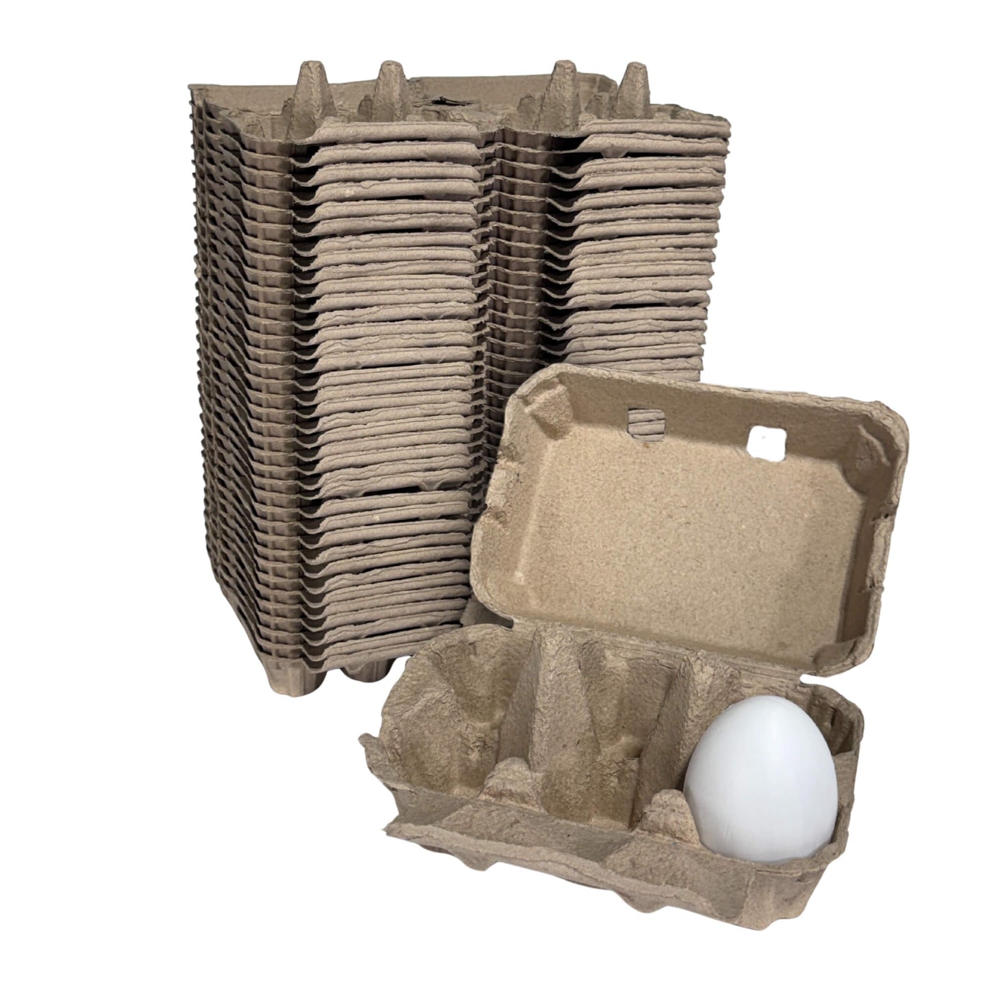6-Egg Cartons - Natural Pulp, Flat Blank Top