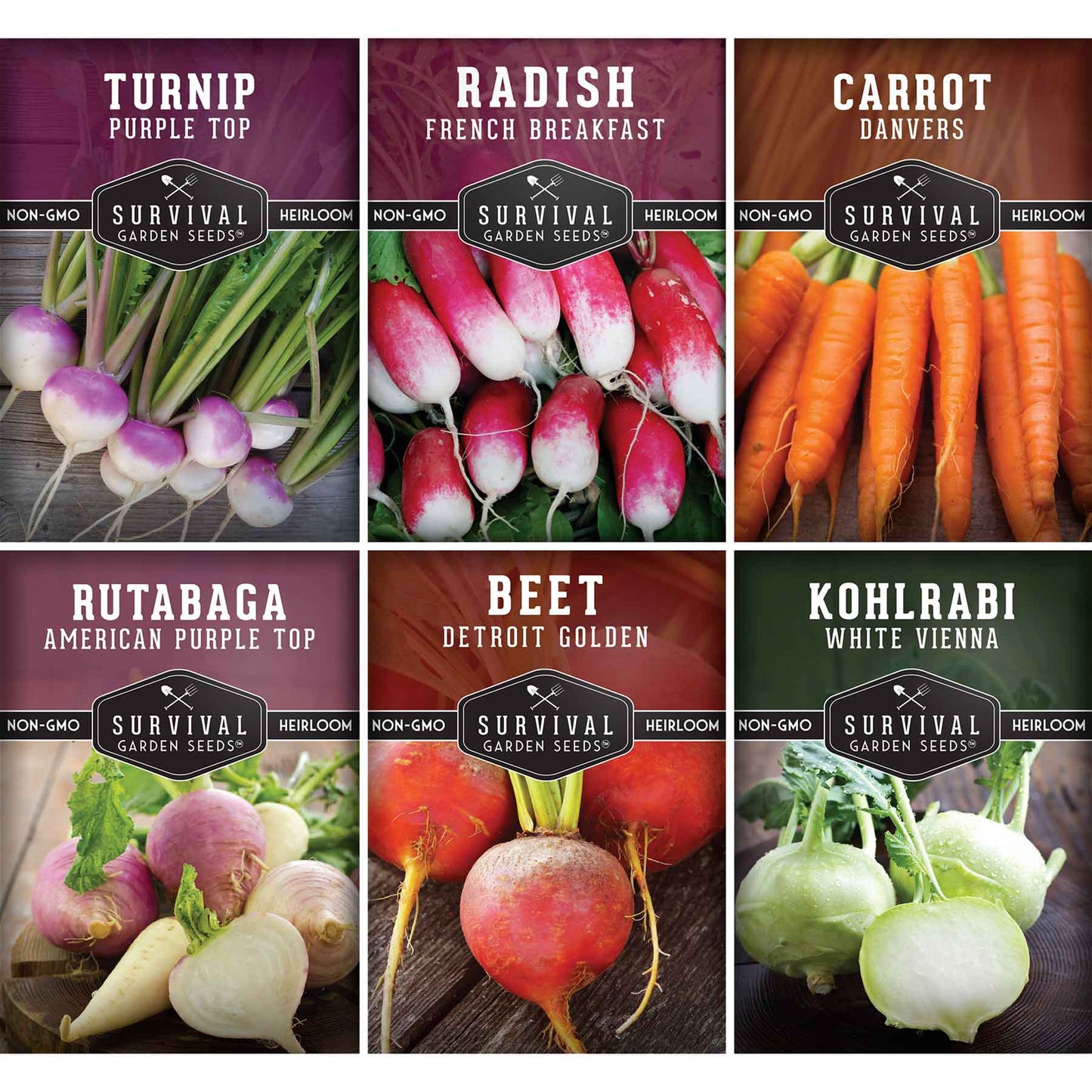 Root Vegetable Seed Collection – Cool-Season Carrots, Turnips, Radishes, Kohlrabi, Rutabagas & Golden Beets